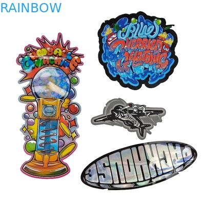 কাস্টম 3.5g - 28g চকচকে হলোগ্রাম ডাই কাট মাইলার ব্যাগ খাদ্য পাওয়ার কুকির জন্য বিশেষ আকার