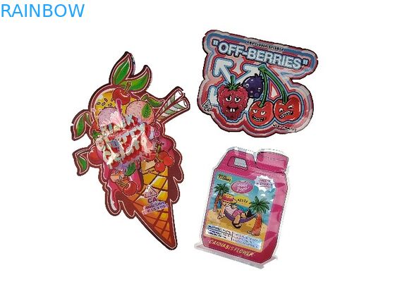 কাস্টম 3.5g - 28g চকচকে হলোগ্রাম ডাই কাট মাইলার ব্যাগ খাদ্য পাওয়ার কুকির জন্য বিশেষ আকার