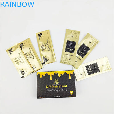 অ্যালুমিনিয়াম ফয়েল প্যাকেজ প্যাকেজ পুরুষদের জন্য রয়্যাল হানি ধাতব রঙের ব্যাগ কাস্টম মুদ্রণ মধু প্যাকেজ