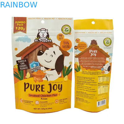 কাস্টমাইজড তাপ সিলযোগ্য ক্রাফ্ট পেপার পকেটগুলি ভোজ্য পণ্যগুলির জন্য পুনরায় সিলযোগ্য জিপার স্ট্যান্ড আপ পকেটগুলি পোষা প্রাণীর খাবারের ব্যাগের জন্য