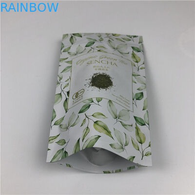 কাস্টমাইজড ডিজিটাল প্রিন্টিং ব্যাগ ধাতব স্বর্ণের লোগো স্ট্যান্ড আপ চা প্যাকিং ব্যাগ