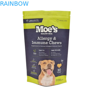 জিপার লক সহ স্ট্যান্ড আপ প্যাকেজিংয়ের জন্য পুনরায় ব্যবহারযোগ্য পোষা প্রাণীর খাবারের থলি