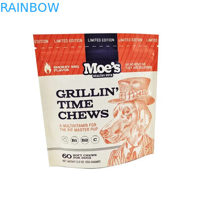 কুকুরের জন্য ট্রিট প্যাকিং ব্যাগগুলির জন্য অশ্রু খাঁজ সহ পশু খাদ্যের ব্যাগ