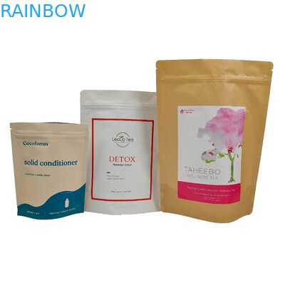 বায়োডেগ্রেডেবল ডয়প্যাক পুনর্ব্যবহারযোগ্য কাস্টম স্ট্যান্ড আপ প্যাকেজ জিপ লক সহ ক্রাফ্ট পেপার ব্যাগ ভোজ্য প্যাকেজিং ব্যাগ