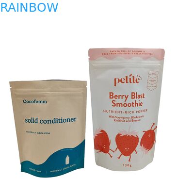 পাইকারি পুনরায় বন্ধযোগ্য ক্রাফ্ট পেপার ব্যাগ কাস্টম ডিজাইন 100% জৈববিন্যাসযোগ্য স্ট্যান্ড আপ প্যাকেজগুলি জিপ লক ব্যাগ সহ ডয়প্যাক