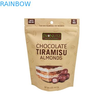 হিল সিলড গুড কোয়ালিটি কাস্টম পুনরায় সিলযোগ্য প্লাস্টিকের চকোলেট ব্যাগ খাদ্য প্যাকেজিং স্ট্যান্ড আপ জিপার পকেট