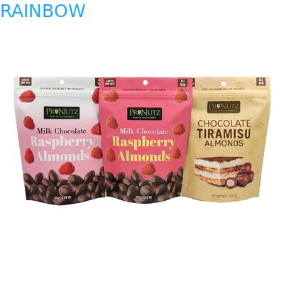 ম্যাট কাস্টম লোগো মুদ্রিত স্ট্যান্ড আপ পকেট অ্যালুমিনিয়াম ফয়েল চকলেট খাদ্য প্যাকেজিং স্ট্যান্ড আপ জিপার ব্যাগ