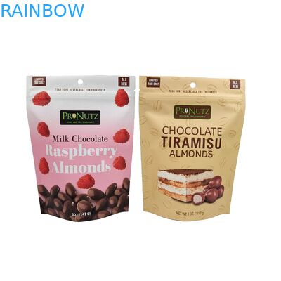 কাস্টম স্ট্যান্ড আপ জিপার ক্যাশু বাদাম চকলেট ফুড ব্যাগ অ্যালুমিনিয়াম ফয়েল জিপ লক প্যাকেজিং ব্যাগ