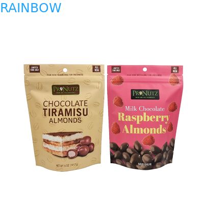 কাস্টম পুনরায় বন্ধযোগ্য প্লাস্টিকের চকোলেট বিন পকেট অ্যালুমিনিয়াম ফয়েল স্ট্যান্ড আপ পকেট স্ন্যাক ক্যাশু জিপার ব্যাগ