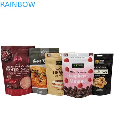 কাস্টম পুনরায় বন্ধযোগ্য প্লাস্টিকের চকোলেট বিন পকেট অ্যালুমিনিয়াম ফয়েল স্ট্যান্ড আপ পকেট স্ন্যাক ক্যাশু জিপার ব্যাগ