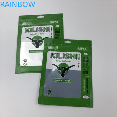 ফয়েল থ্রি সাইড সিল জিপার ফ্ল্যাট গরুর মাংস জর্কি প্লাস্টিক প্যাকেজিং ব্যাগ