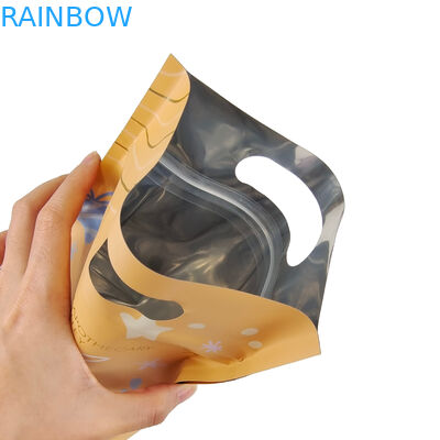 নীচের গ্যাসেট প্লাস্টিকের জিপ ব্যাগ প্লাস্টিকের বর্গক্ষেত্র সমতল নীচের ব্যাগ খাদ্য প্যাকেজিং সাইড সিল হ্যান্ডেল সহ পোষা প্রাণী খাদ্য ব্যাগ