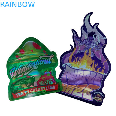 কাস্টম মুদ্রিত ম্যাট নরম টাচ ব্যাগ 3.5g মাইলার ব্যাগ ডিজিটাল মুদ্রিত হলোগ্রাফিক ডাই কাট মাইলার জিপলক ব্যাগ