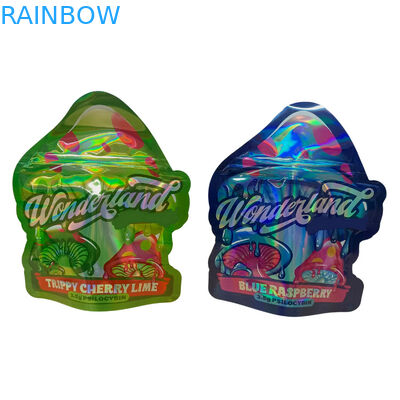 কাস্টম মুদ্রিত ম্যাট নরম টাচ ব্যাগ 3.5g মাইলার ব্যাগ ডিজিটাল মুদ্রিত হলোগ্রাফিক ডাই কাট মাইলার জিপলক ব্যাগ