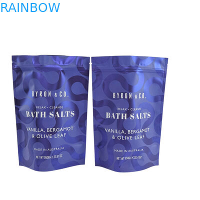 ম্যাট মুদ্রিত পুনরায় বন্ধযোগ্য প্যাকেজিং ব্যাগ জিপ লক প্লাস্টিক স্নান লবণ শরীরের স্ক্রাবিং স্ট্যান্ডিং আপ পকেট জিপার সঙ্গে