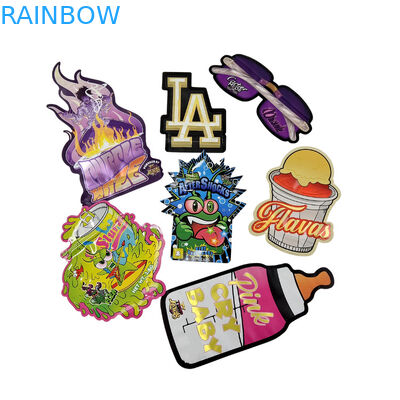 3.5g কাস্টমাইজড প্যাকেজিং এবং লোগো প্রিন্টিং বিশেষ অনন্য আকৃতির ভিতরে মুদ্রিত হলোগ্রাফিক ডাই কাট মাইলার ব্যাগ