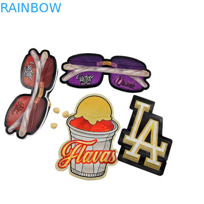 3.5g কাস্টমাইজড প্যাকেজিং এবং লোগো প্রিন্টিং বিশেষ অনন্য আকৃতির ভিতরে মুদ্রিত হলোগ্রাফিক ডাই কাট মাইলার ব্যাগ