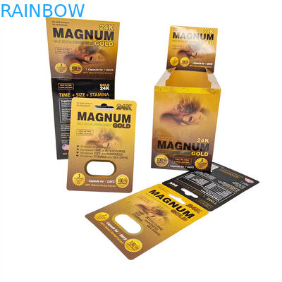 উচ্চ মানের সেক্স পিল 3 ডি বুদবুদ প্যাকিং কার্ড Rhino Male Enhancement Pill প্যাকিং কার্ড সঙ্গে প্রদর্শন কাগজ বাক্স
