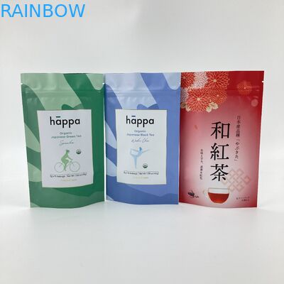 ক্রাফ্ট পেপার ব্যাগ চা ব্যাগ পুনরায় বন্ধযোগ্য স্ট্যান্ড আপ প্যাকেজের জন্য প্যাকেজিং