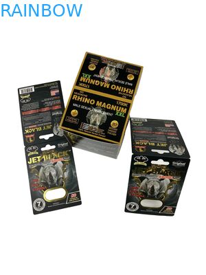 গরম বিক্রয় কাস্টম বর্ধন পিল প্যাকেজিং কাগজ কার্ড Rhino ট্যাবলেট পিল বুদবুদ সঙ্গে মুদ্রিত কাগজ কার্ড