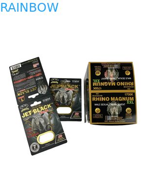 গরম বিক্রয় কাস্টম বর্ধন পিল প্যাকেজিং কাগজ কার্ড Rhino ট্যাবলেট পিল বুদবুদ সঙ্গে মুদ্রিত কাগজ কার্ড