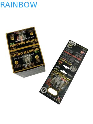 গরম বিক্রয় কাস্টম বর্ধন পিল প্যাকেজিং কাগজ কার্ড Rhino ট্যাবলেট পিল বুদবুদ সঙ্গে মুদ্রিত কাগজ কার্ড