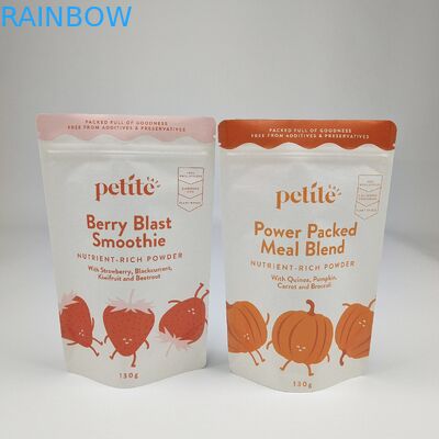 পুনর্ব্যবহারযোগ্য জিপার হোয়াইট ব্রাউন ক্রাফ্ট পেপার ব্যাগ কাস্টম ফুড বাদাম বাদাম চা ক্যান্ডি কুকি প্যাকেজিং লোগো সহ স্ট্যান্ড আপ পকেট