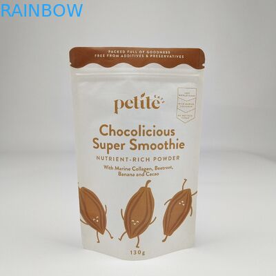 বিনামূল্যে নমুনা পুনর্ব্যবহারযোগ্য ডয়প্যাক জিপার ক্রাফ্ট পেপার ব্যাগ কাস্টম চা ব্যাগ জিপলক হোয়াইট স্ট্যান্ড আপ পকেট