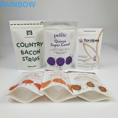 পাইকারি স্ট্যান্ডিং প্যাকেজিং কাস্টম হোয়াইট ডয়প্যাক ক্রাফ্ট পেপার প্যাকেট ব্যাগ খাদ্য বাদামের জন্য স্ন্যাক প্যাকেজিং