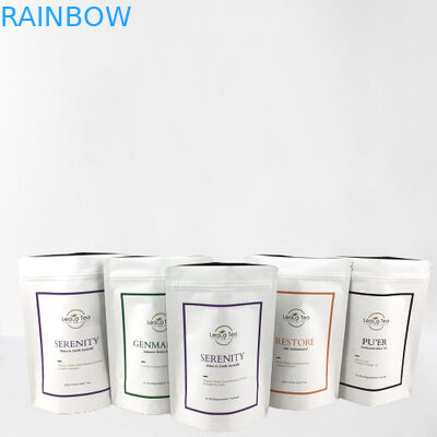 শুকনো চা ব্যাগ প্যাকেজিংয়ের জন্য কাস্টমাইজড লোগো সহ পুনরায় বন্ধযোগ্য স্ট্যান্ড আপ প্যাকেজ