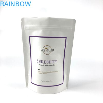 শুকনো চা ব্যাগ প্যাকেজিংয়ের জন্য কাস্টমাইজড লোগো সহ পুনরায় বন্ধযোগ্য স্ট্যান্ড আপ প্যাকেজ