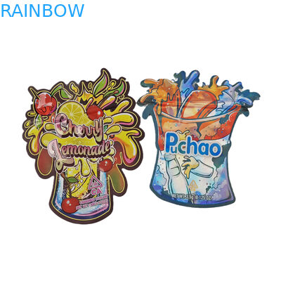 কাস্টম বিশেষ আকৃতির জিপার প্যাকেজিং নরম স্পর্শ CBD শিশু প্রুফ 3.5g অনিয়মিত ডাই কাট প্লাস্টিকের ব্যাগ