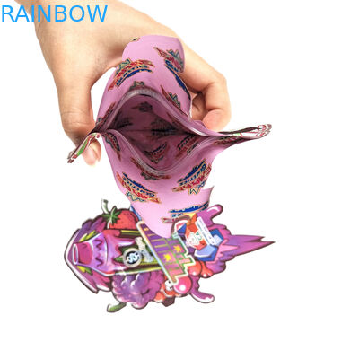 কাস্টম ডিজাইন মুদ্রিত অনিয়মিত পুনরায় বন্ধযোগ্য জিপার ডাই কাট 3.5g বিশেষ আকৃতির প্লাস্টিক প্যাকেজিং মাইলার ব্যাগ