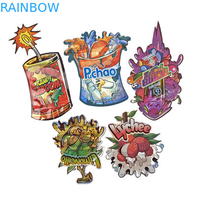 কাস্টম মুদ্রিত নরম টাচ হলোগ্রাফ ডাই কাট অনিয়মিত বিশেষ আকৃতি প্লাস্টিকের জিপার মাইলার ফুড প্যাকেজিং ব্যাগ