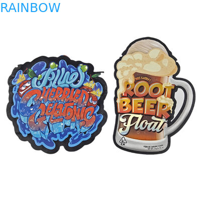 ডাই কাট কাস্টম অনিয়মিত বিশেষ আকৃতি প্লাস্টিকের শিশু প্রতিরোধী মাইলার প্যাকেজিং সঙ্গে জিপার 3.5g খাদ্য গ্রেড কাস্টম আকৃতি মাইলার