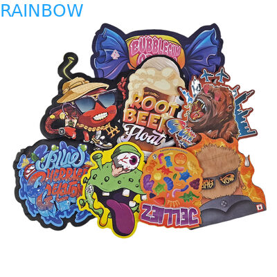 3.5g 7g 14g বিশেষ আকৃতির প্লাস্টিক প্যাকেজিং ব্যাগ হলোগ্রাম গন্ধ প্রতিরোধী প্লাস্টিকের ডাই কাট কাস্টম স্ন্যাক কুকি স্ন্যাক ব্যাগ