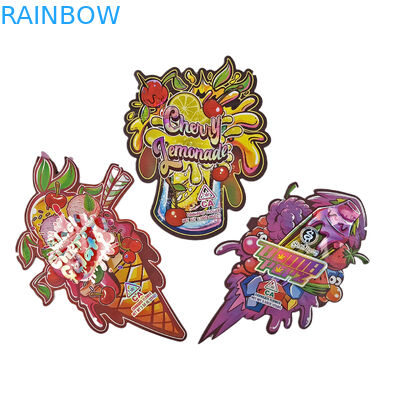 কাস্টম লোগো দিয়ে আকৃতি মাইলার ব্যাগ প্রিন্টেড অনিয়মিত হলোগ্রাফিক জিপলক গন্ধ প্রতিরোধী 3.5g 7g 14g 28g স্ন্যাক পকেট