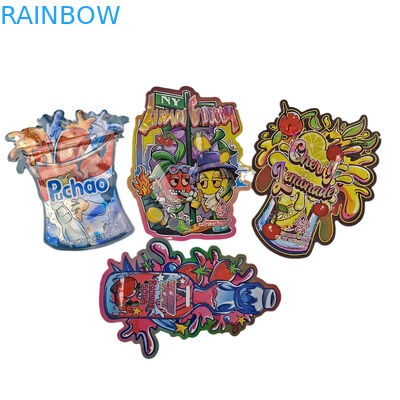 উচ্চ মানের কাস্টম লোগো বিশেষ আকৃতি গন্ধ প্রতিরোধী জিপলক অনিয়মিত অনন্য ডাই কাট 3.5g কুকি মিষ্টি জন্য মাইলার ব্যাগ