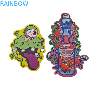 অনিয়মিত আকৃতির প্যাকেজিং কাস্টম ডিজাইন সিপলক হলোগ্রাফ ফয়েল 3.5g গন্ধ প্রতিরোধী ডাই কাট মাইলার ব্যাগ