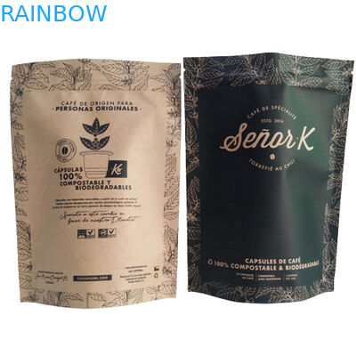 সমতল নীচের ব্যাগ খাদ্য প্যাকেজিং ফিল্ম সাধারণ সাদা মুদ্রণ শীর্ষ বায়ু ভালভ দিয়ে ভরাট