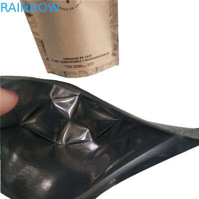 সমতল নীচের ব্যাগ খাদ্য প্যাকেজিং ফিল্ম সাধারণ সাদা মুদ্রণ শীর্ষ বায়ু ভালভ দিয়ে ভরাট