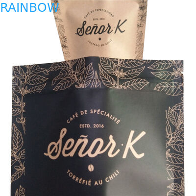 সমতল নীচের ব্যাগ খাদ্য প্যাকেজিং ফিল্ম সাধারণ সাদা মুদ্রণ শীর্ষ বায়ু ভালভ দিয়ে ভরাট