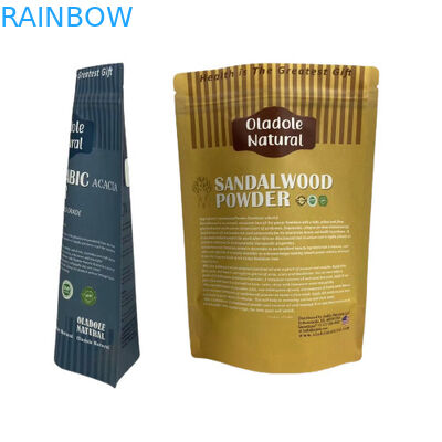 ক্রাফ্ট ব্রাউন পেপার স্ন্যাক ব্যাগ প্যাকেজিং স্ট্যান্ড আপ প্যাকেট সিপার সহ সমতল নীচে