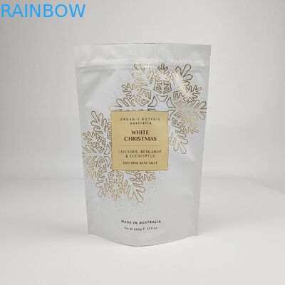 নরম স্পর্শ স্ট্যান্ড আপ প্যাকেট কাস্টম মুদ্রিত জিপার ফুড ক্যান্ডি বডি স্ক্রাব প্যাকেজিং প্লাস্টিক স্নান লবণ প্যাকেট