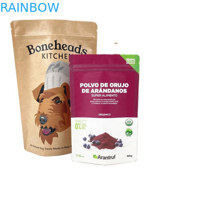 ওএম কাস্টম লোগো কুকি কেক বাদামের জন্য বায়োডেগ্রেডেবল ক্রাফ্ট পেপার ব্যাগ খাদ্যীয় পাউডার পোষা প্রাণী খাদ্য উইন্ডো সহ গন্ধ প্রতিরোধী ব্যাগ