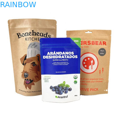 কাস্টম বায়োডেগ্রেডেবল হোয়াইট ক্রাফট পেপার ব্যাগ মঙ্গো পাউডার বাদামের জন্য পোষা খাদ্য গন্ধ প্রতিরোধী কাগজ প্যাকেজিং পকেট