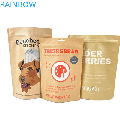 ডিজিটাল প্রিন্টিং কাস্টম লোগো হোয়াইট ক্রাফ্ট পেপার ব্যাগ মঙ্গো পাউডার বাদামের জন্য পোষা প্রাণী খাদ্য বায়োডেগ্রেডেবল গন্ধ প্রতিরোধী কাগজ প্যাক