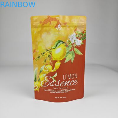 কাস্টম মুদ্রিত প্লাস্টিকের স্ট্যান্ড আপ ব্যাগগুলি পুনরায় বন্ধযোগ্য আর্দ্রতা প্রতিরোধী 250 গ্রাম চা প্যাকেজিং ব্যাগ