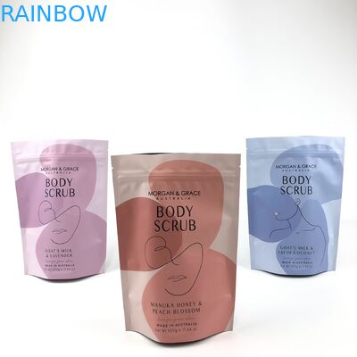 স্ট্যান্ড আপ বডি স্ক্রাব ব্যাগ বিভিন্ন আকারের কাস্টমাইজযোগ্য কসমেটিক প্যাকেজিং ব্যাগ