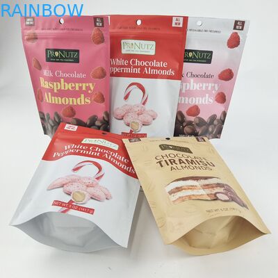 কাস্টমাইজড প্রাইভেট লোগো জিপার প্লাস্টিক স্ট্যান্ড আপ জিপ লক প্যাকেজিং ব্যাগ প্যাকিং ভোজ্য কুকিজ